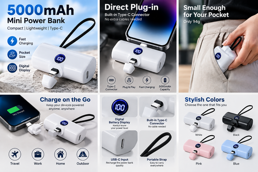 NexaCharge 5000mAh Mini Power Bank features and colours