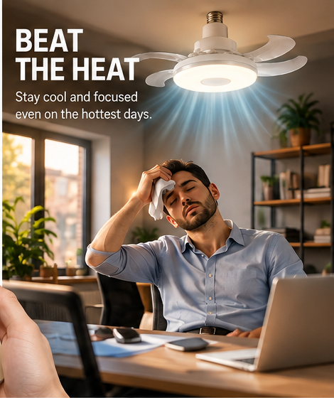 E27 ceiling fan light in a warm office lifestyle setting